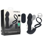 LEVELZ Remote Controlled Prostate Stimulator with Cock Ring - Black USB Rechargeable Vibrating Thrusting Prostate Massager with Cock Ring