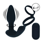 LEVELZ Dual Vibrating Prostate Stimulator with Cock Ring - Black USB Rechargeable Vibrating Butt Plug with Cock Ring - Hush Store Sydney 