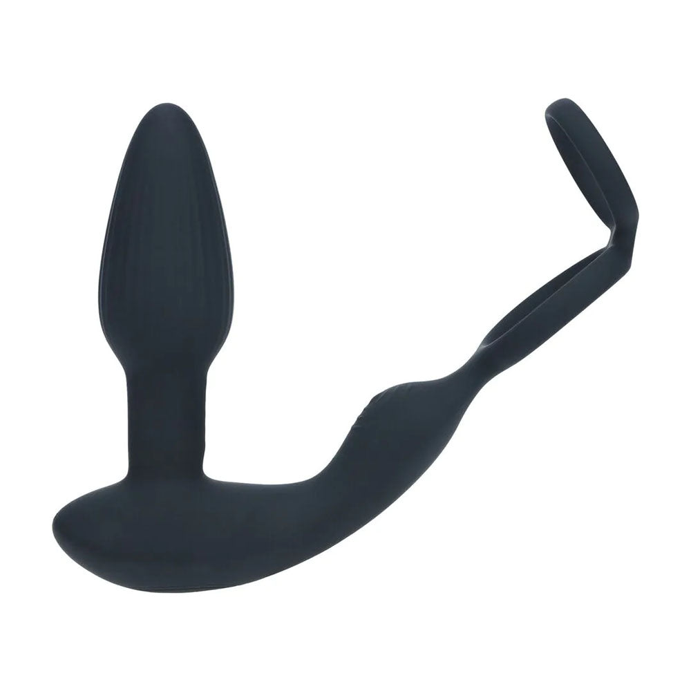 LEVELZ Dual Vibrating Prostate Stimulator with Cock Ring - Black USB Rechargeable Vibrating Butt Plug with Cock Ring - Hush Store Sydney 