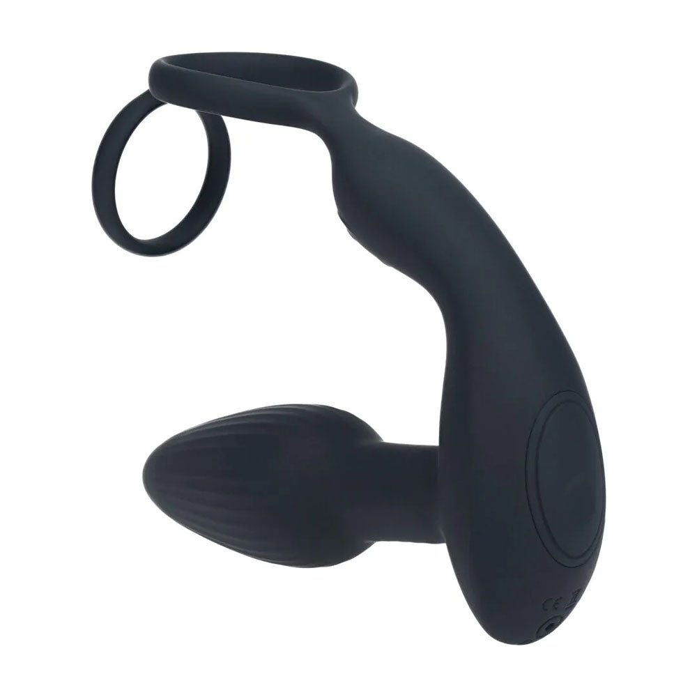 LEVELZ Dual Vibrating Prostate Stimulator with Cock Ring - Black USB Rechargeable Vibrating Butt Plug with Cock Ring - Hush Store Sydney 