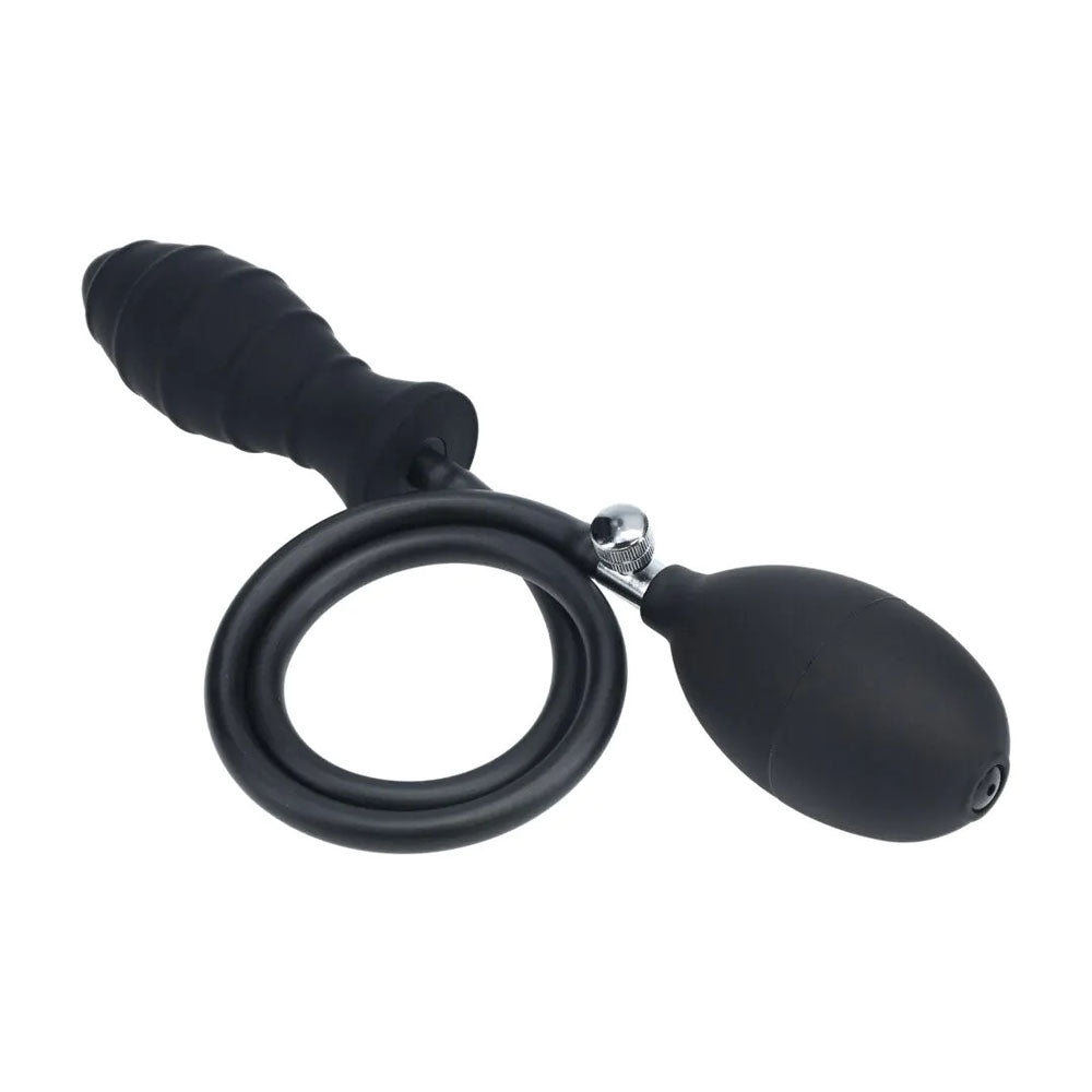 LEVELZ Ribbed Inflatable Anal Plug - Black Inflatable Butt Plug - Hush Store Sydney 
