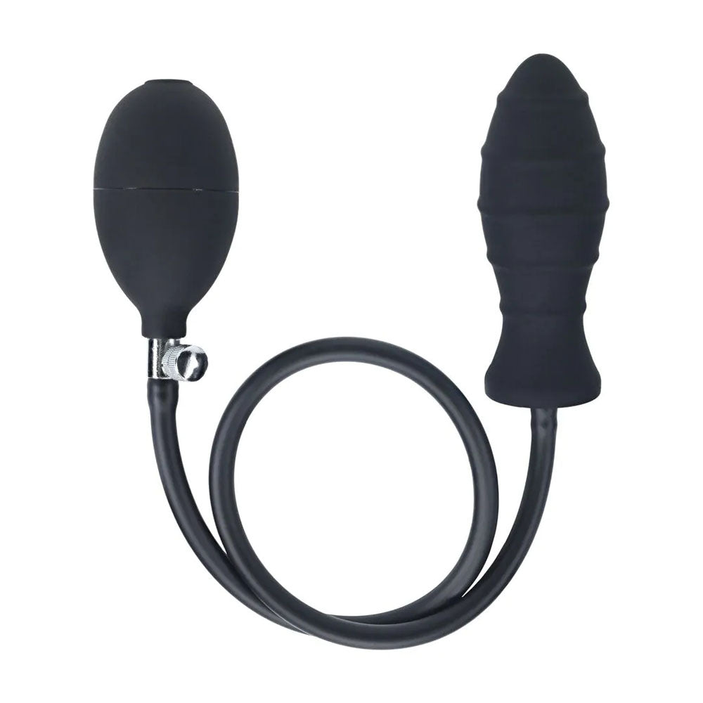 LEVELZ Ribbed Inflatable Anal Plug - Black Inflatable Butt Plug - Hush Store Sydney 