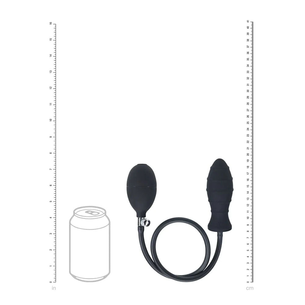 LEVELZ Ribbed Inflatable Anal Plug - Black Inflatable Butt Plug - Hush Store Sydney 