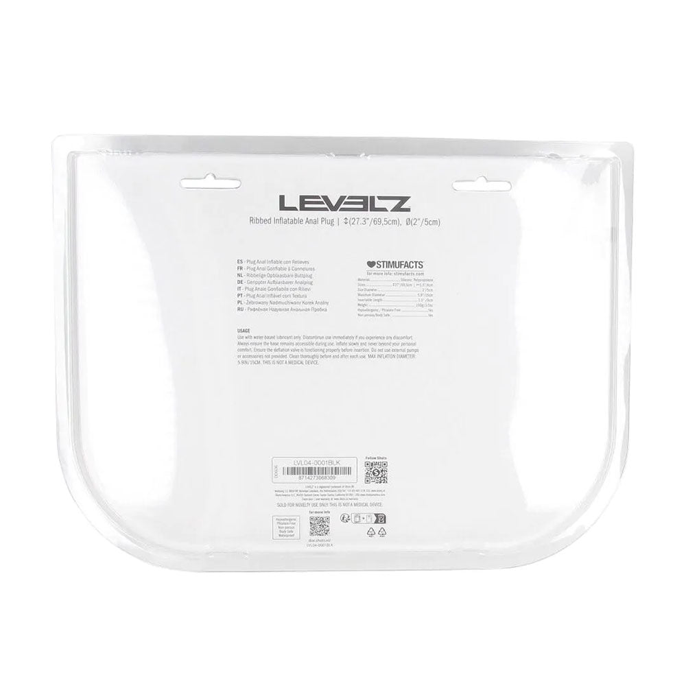 LEVELZ Ribbed Inflatable Anal Plug - Black Inflatable Butt Plug - Hush Store Sydney 