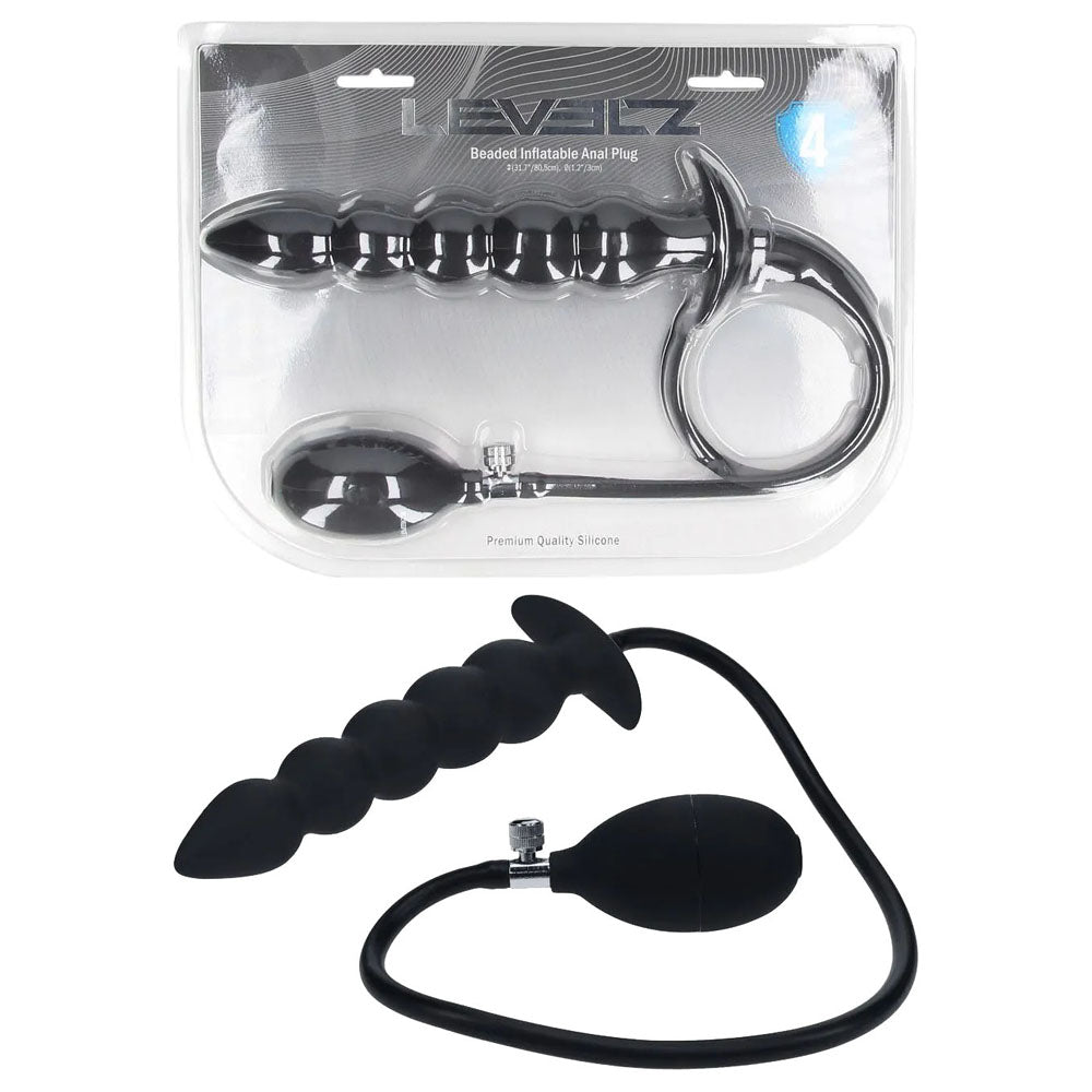 LEVELZ Beaded Inflatable Anal Plug - Black Inflatable Butt Plug - Hush Store Sydney 