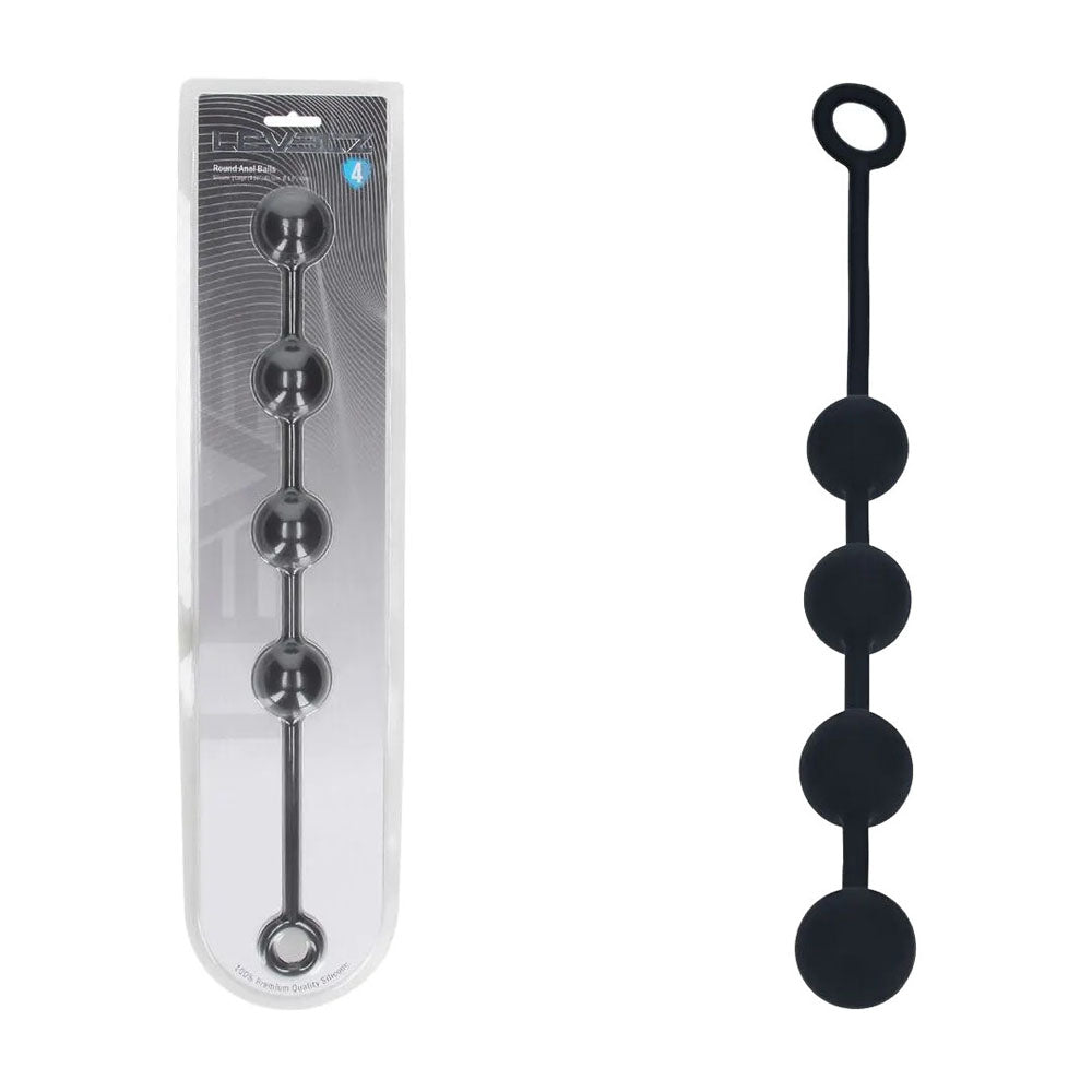 LEVELZ Round Silicone Anal Balls - L - 40mm - Black 40.5 cm Large Anal Beads - Hush Store Sydney 