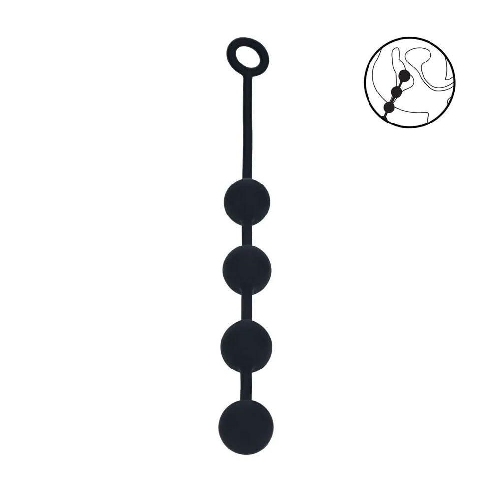 LEVELZ Round Silicone Anal Balls - L - 40mm - Black 40.5 cm Large Anal Beads - Hush Store Sydney 
