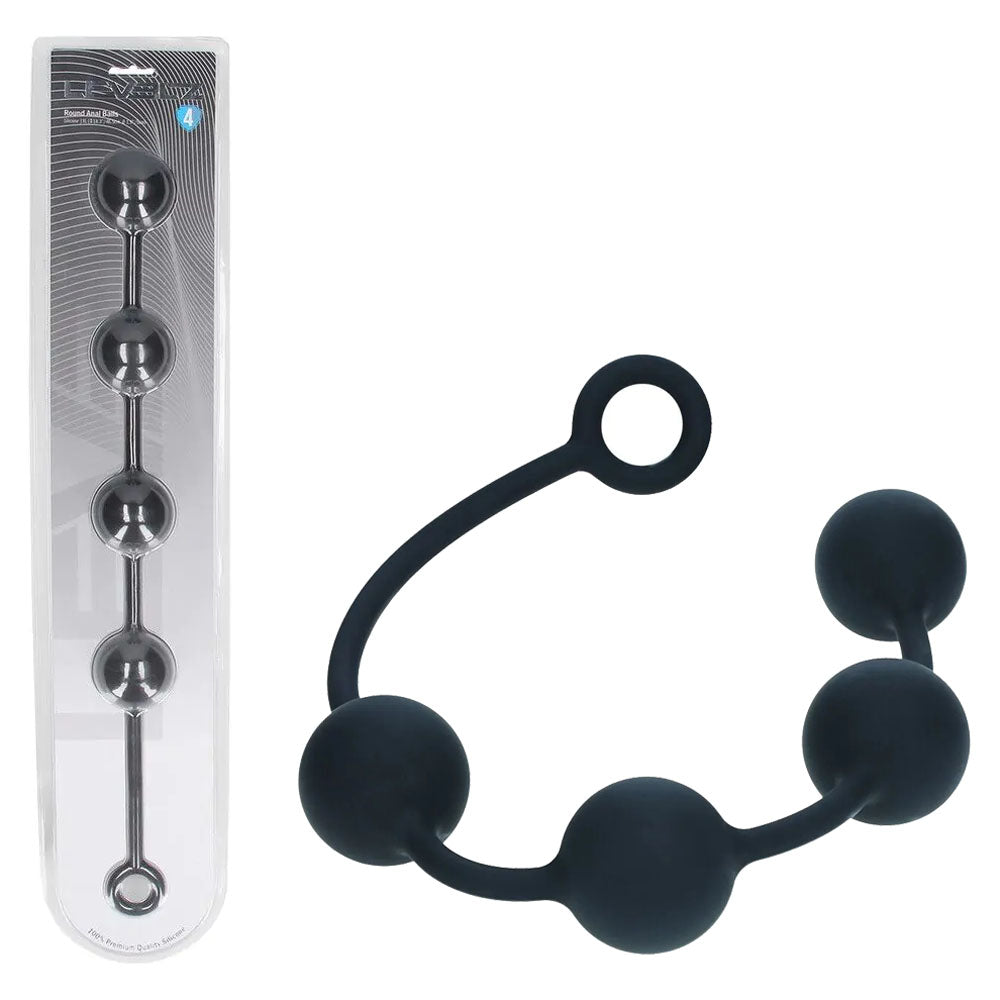LEVELZ Round Anal Balls - XL - 50mm - Black 46.5 cm XL Anal Beads - Hush Store Sydney 