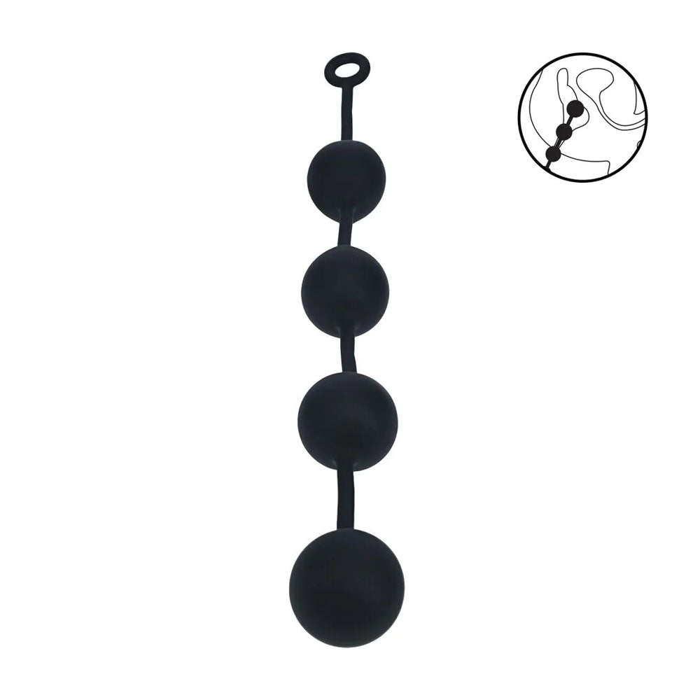 LEVELZ Round Anal Balls - XXL - 60mm - Black 52.5 cm XXL Anal Beads - Hush Store Sydney 