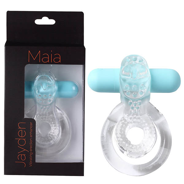 Maia Jayden - Clear/Blue USB Rechargeable Vibrating Cock & Ball Rings - Hush Store Sydney 