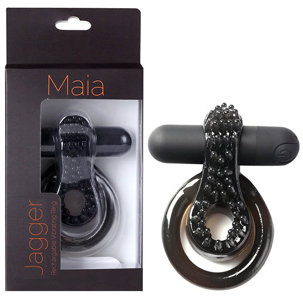 Maia Jagger - Black USB Rechargeable Vibrating Cock & Ball Ring - Hush Store Sydney 