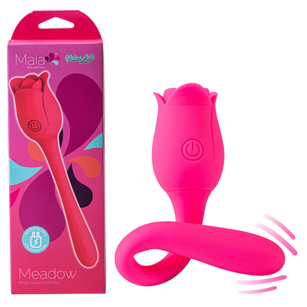 Maia MEADOW - Pink 14 cm USB Rechargeable Flower Stimulator - Hush Store Sydney 