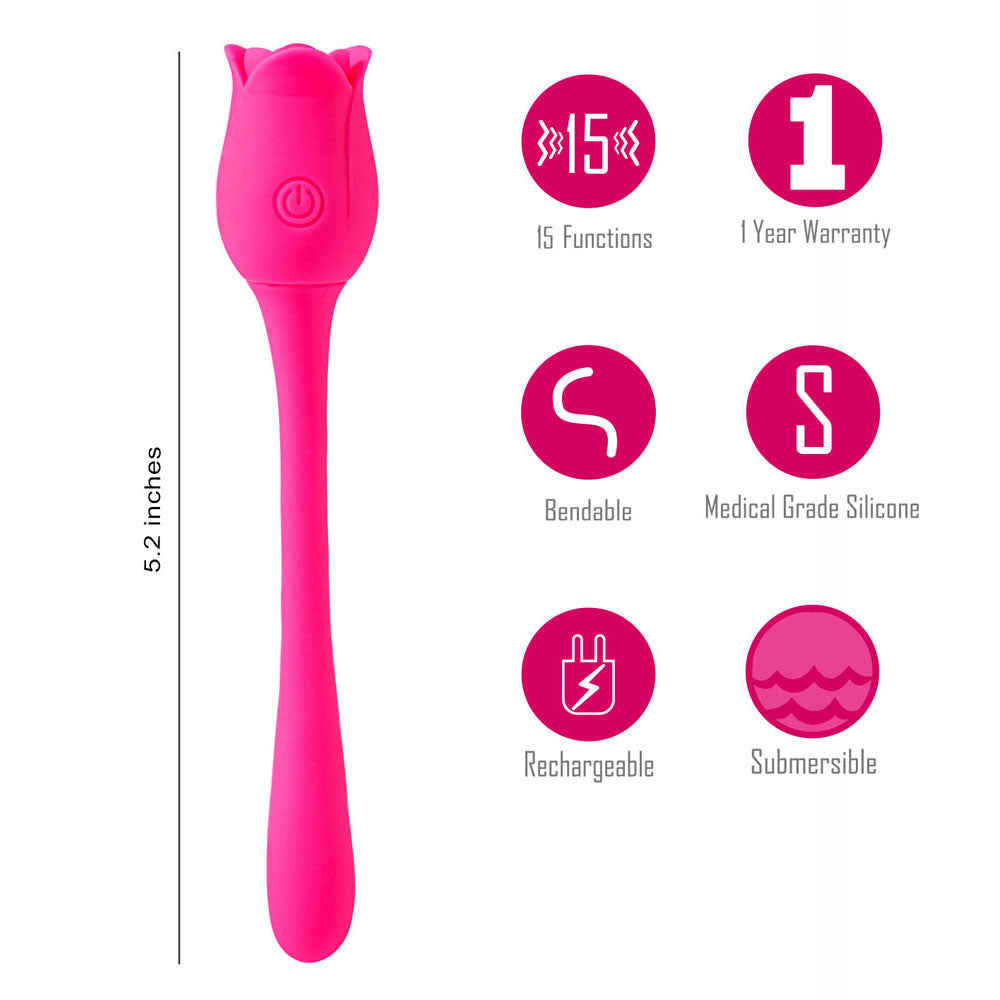 Maia MEADOW - Pink 14 cm USB Rechargeable Flower Stimulator - Hush Store Sydney 