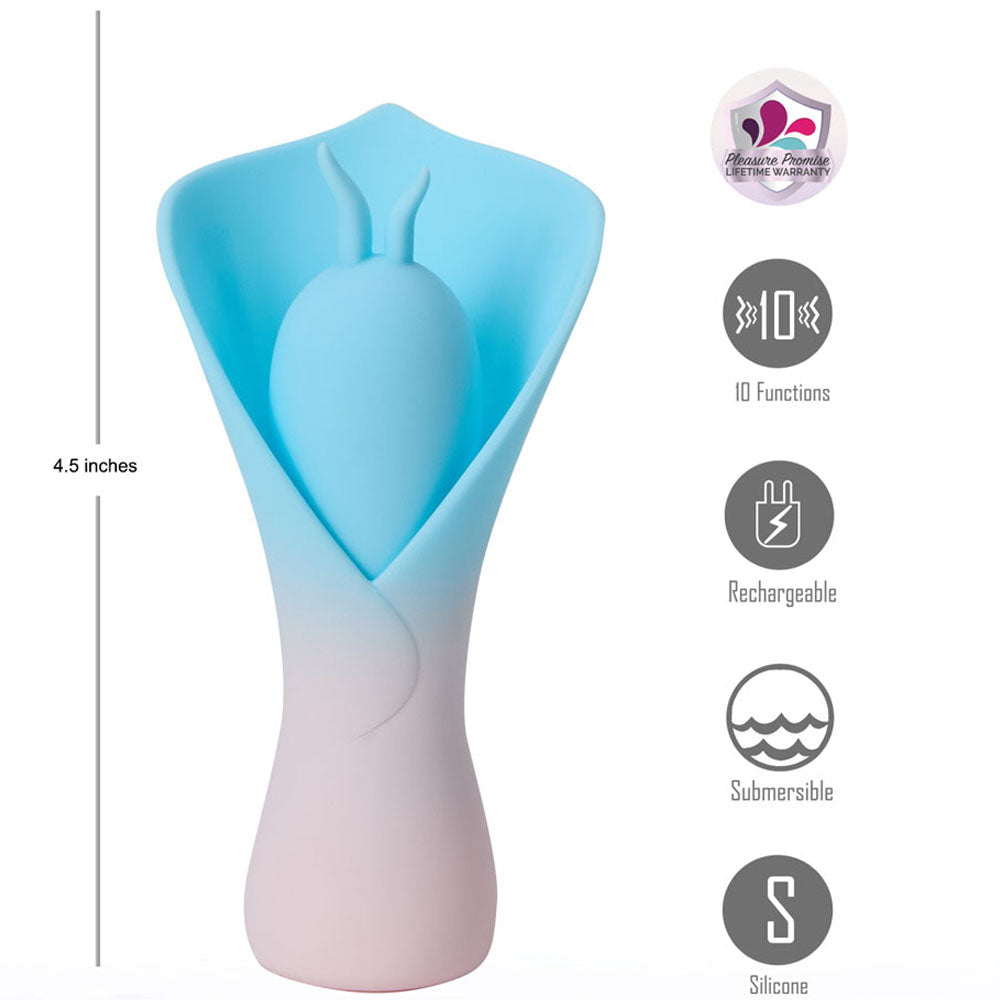 Maia MINA - Blue - Blue/Pink USB Rechargeable Fluttering Flower Stimulator