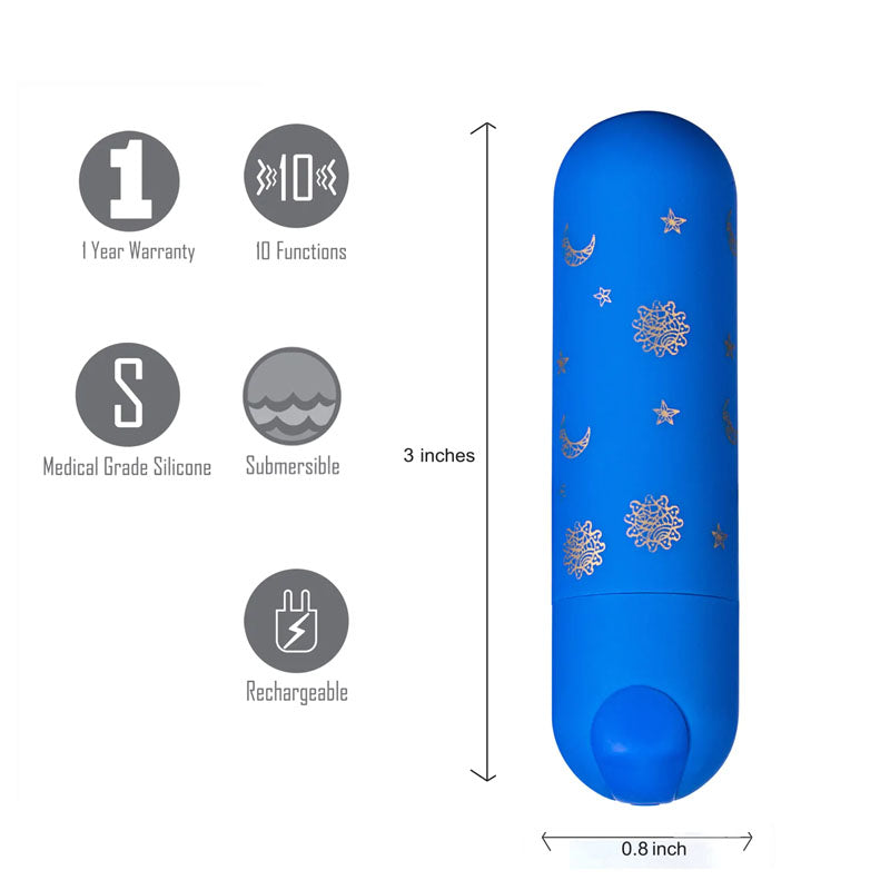 Maia Luna - Blue 7.6 cm USB Rechargeable Bullet - Hush Store Sydney 