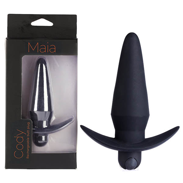 Maia Cody - Black 12.4 cm USB Rechargeable Butt Plug - Hush Store Sydney 