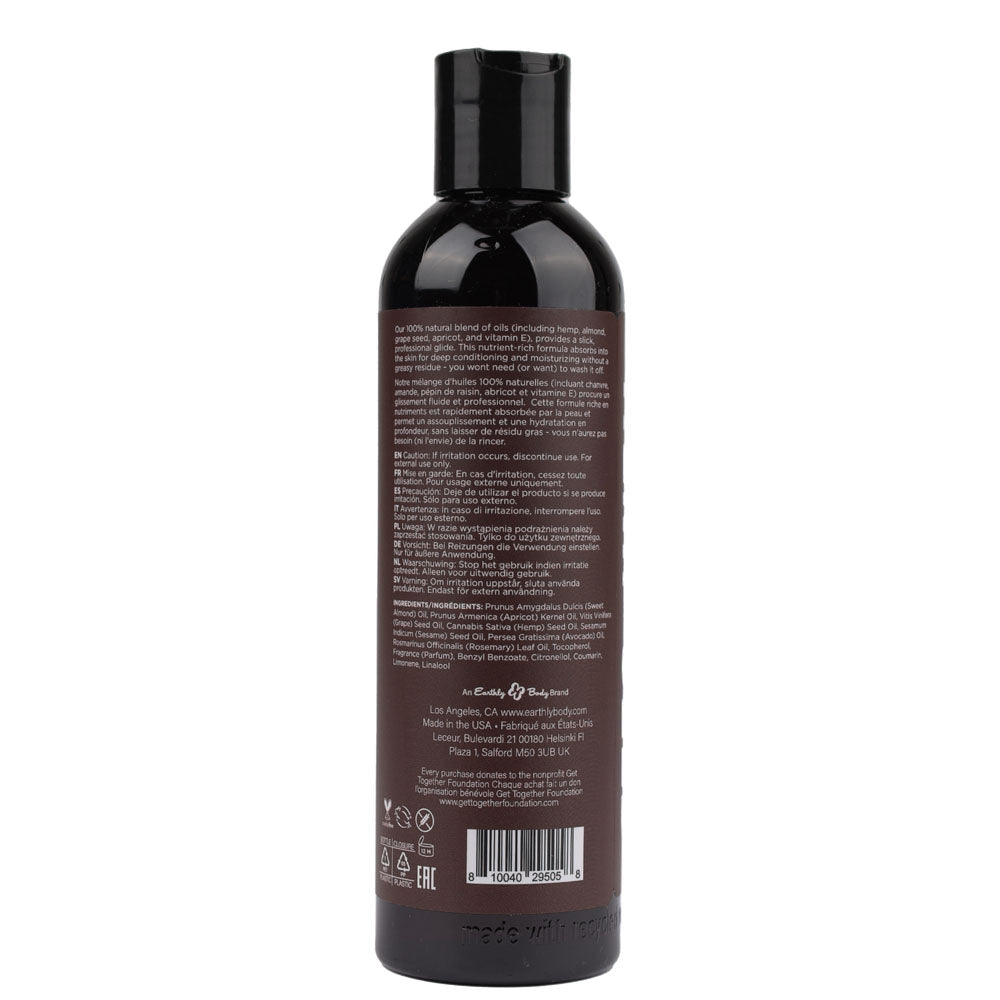 Hemp Seed Massage & Body Oil - Kashmir Musk (Brandy, Magnolia & Vanilla Musk) Scented - 237 ml - Hush Store Sydney 