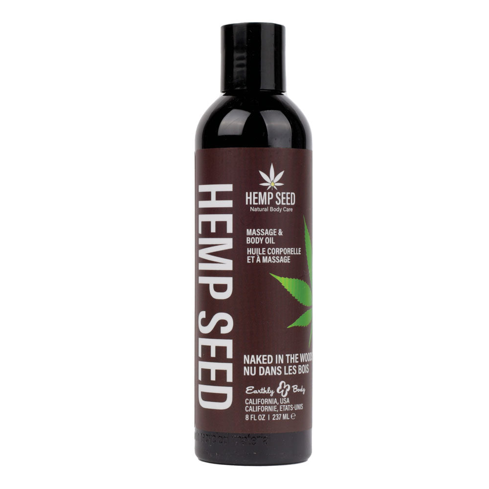 Hemp Seed Massage & Body Oil - Naked In The Woods (White Tea & Ginger) Scented - 237 ml Bottle - Hush Store Sydney 