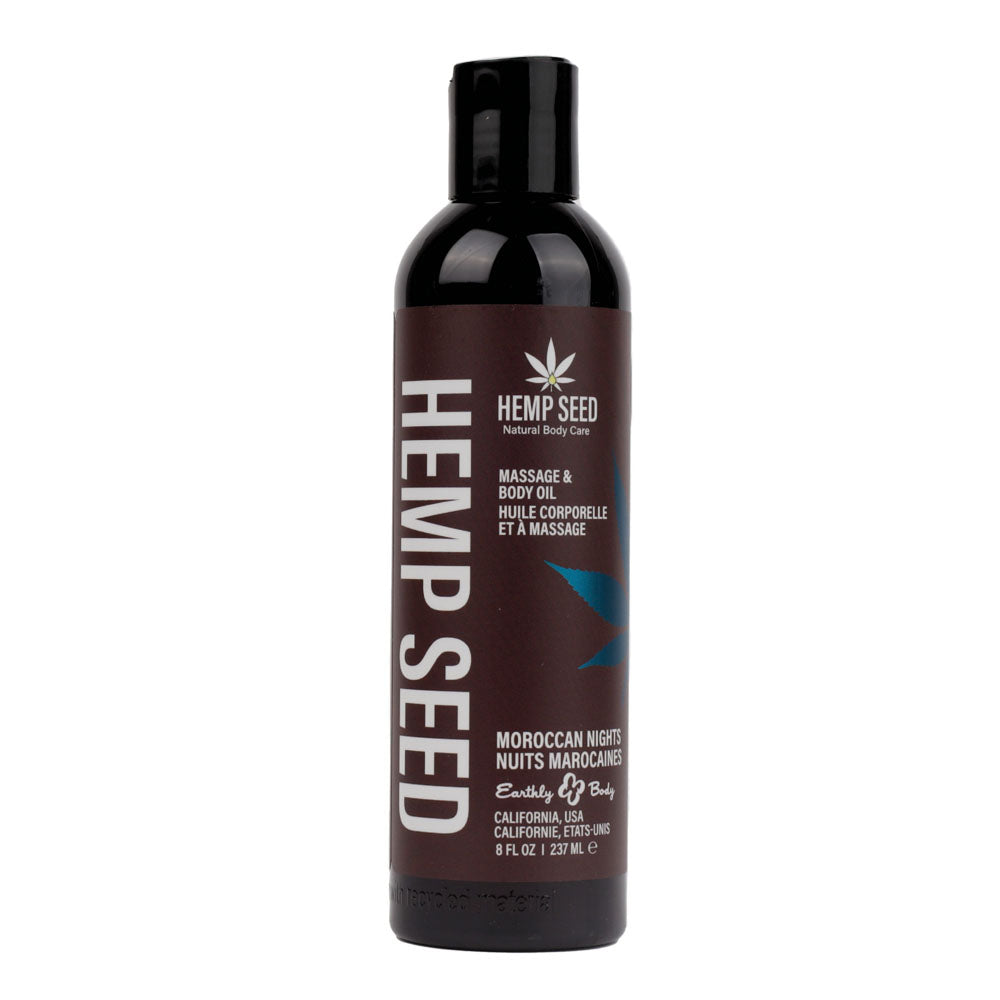 Hemp Seed Massage & Body Oil - Moroccan Nights (Earthy & Spicy-Sensual) Scented - 237 ml Bottle