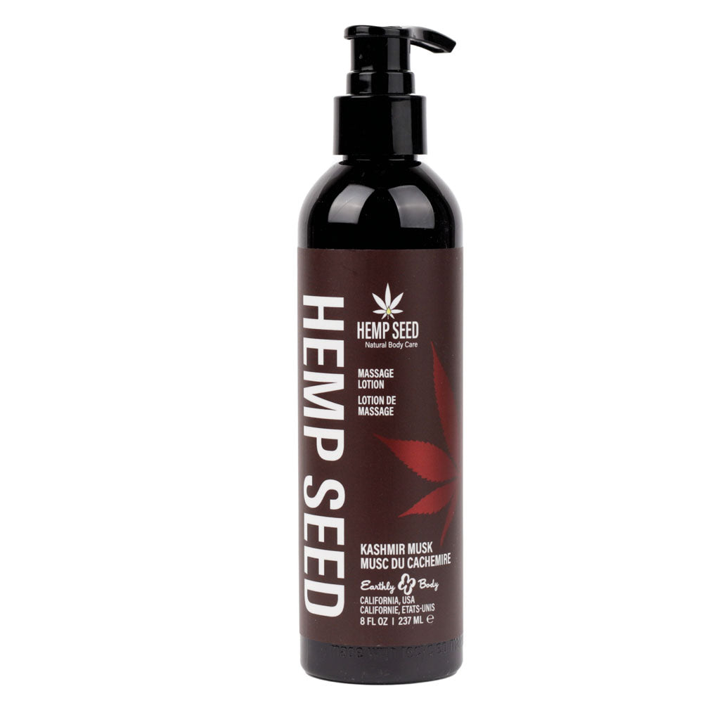 Hemp Seed Massage Lotion - Kashmir Musk (Brandy, Jasmine, Cedarwood Musk) Scented - 237 ml Bottle - Hush Store Sydney 