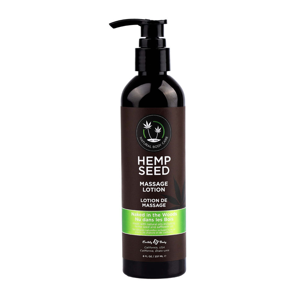 Hemp Seed Massage Lotion - Naked In The Woods (White Tea & Ginger) Scented - 237 ml Bottle
