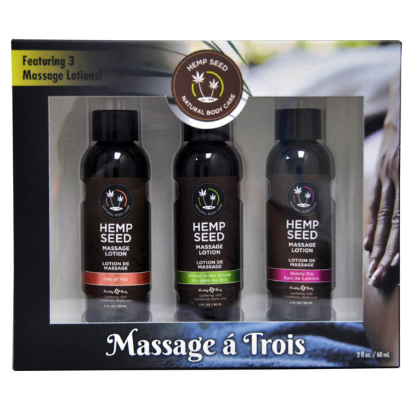 Hemp Seed Massage A Trois - Scented Massage Lotion Kit - 3 Bottle Set - Hush Store Sydney 