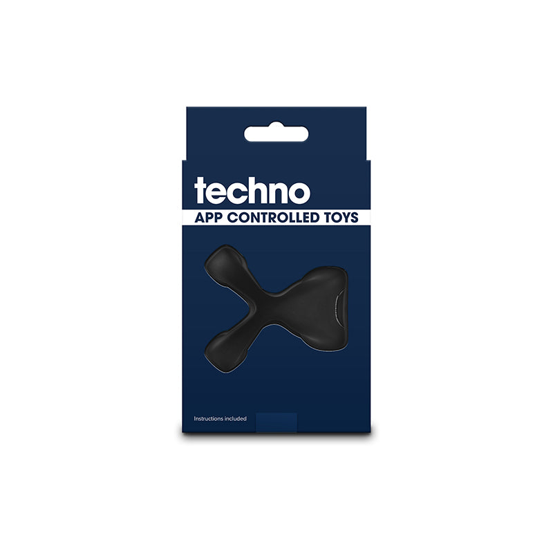 Techno - Strobe - Black - Black USB Rechargeable Vibrating Cock Ring with App Control