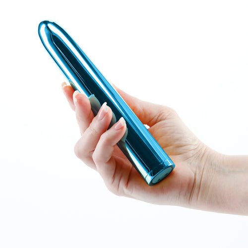 Chroma - Teal - Metallic Teal 17 cm USB Rechargeable Vibrator - Hush Store Sydney 