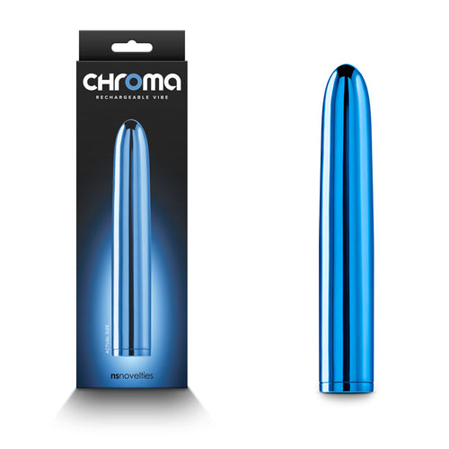 Chroma - Blue - Metallic Blue 17 cm USB Rechargeable Vibrator - Hush Store Sydney 