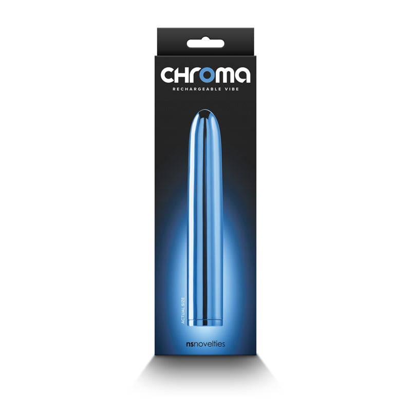 Chroma - Blue - Metallic Blue 17 cm USB Rechargeable Vibrator - Hush Store Sydney 