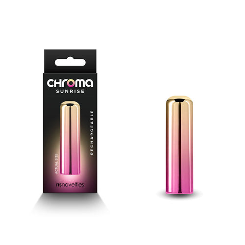 Chroma Sunrise - Small - Metallic Pink/Gold 6.8 cm USB Rechargeable Bullet - Hush Store Sydney 