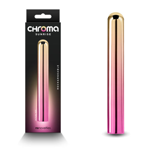 Chroma Sunrise - Large - Metallic Pink/Gold 13.8 cm USB Rechargeable Vibrator - Hush Store Sydney 