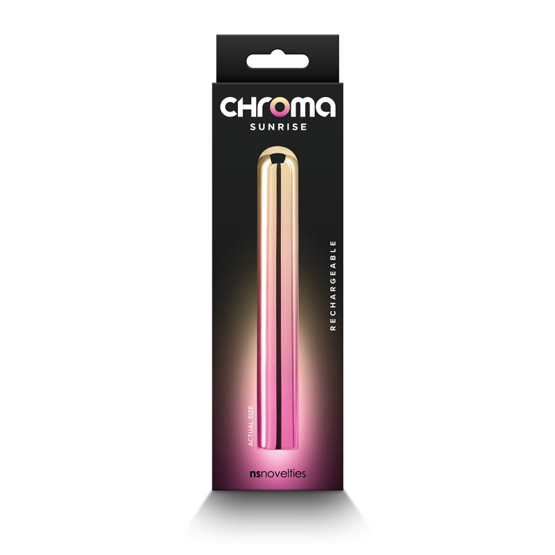 Chroma Sunrise - Large - Metallic Pink/Gold 13.8 cm USB Rechargeable Vibrator - Hush Store Sydney 