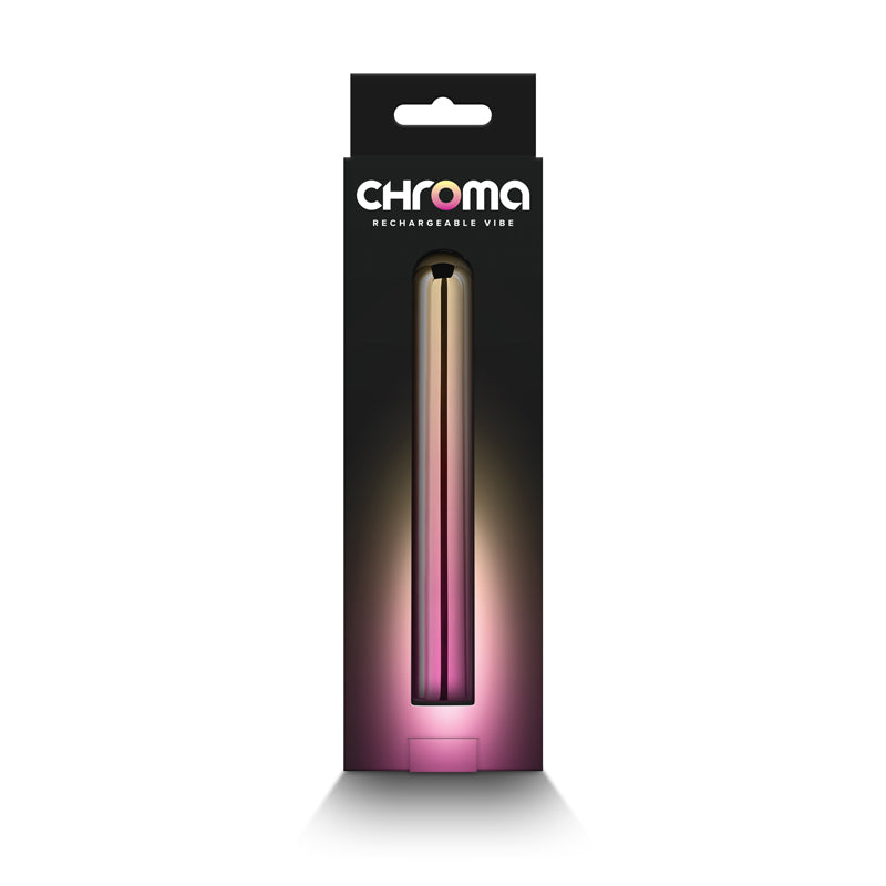 Chroma Sunrise - Large - Metallic Pink/Gold 13.8 cm USB Rechargeable Vibrator - Hush Store Sydney 