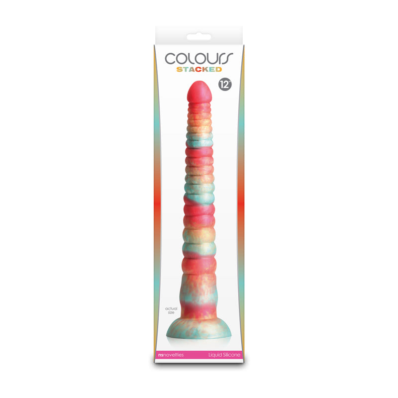 Colours Stacked - 12'' Dildo - Red/Gold - Red/Gold 30.6 cm Fantasy Dildo - Hush Store Sydney 
