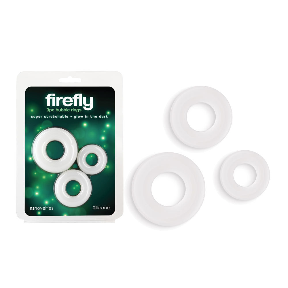 Firefly - 3pc Bubble Rings - White - Glow in Dark Cock Rings - Set of 3 Sizes - Hush Store Sydney 