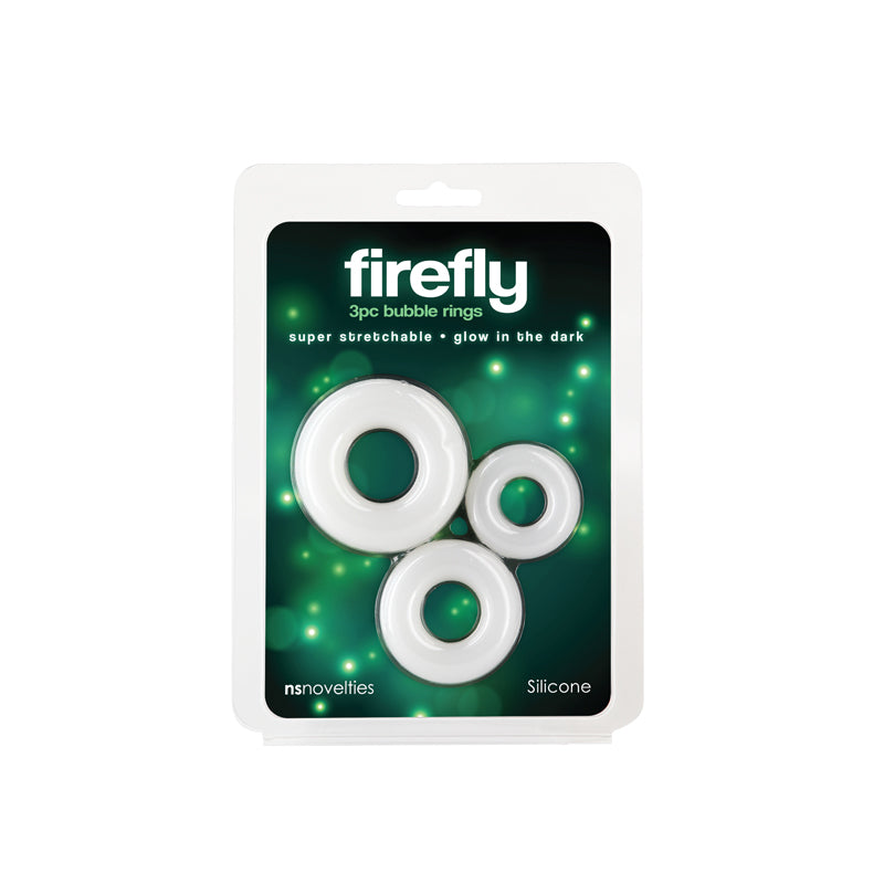 Firefly - 3pc Bubble Rings - White - Glow in Dark Cock Rings - Set of 3 Sizes - Hush Store Sydney 