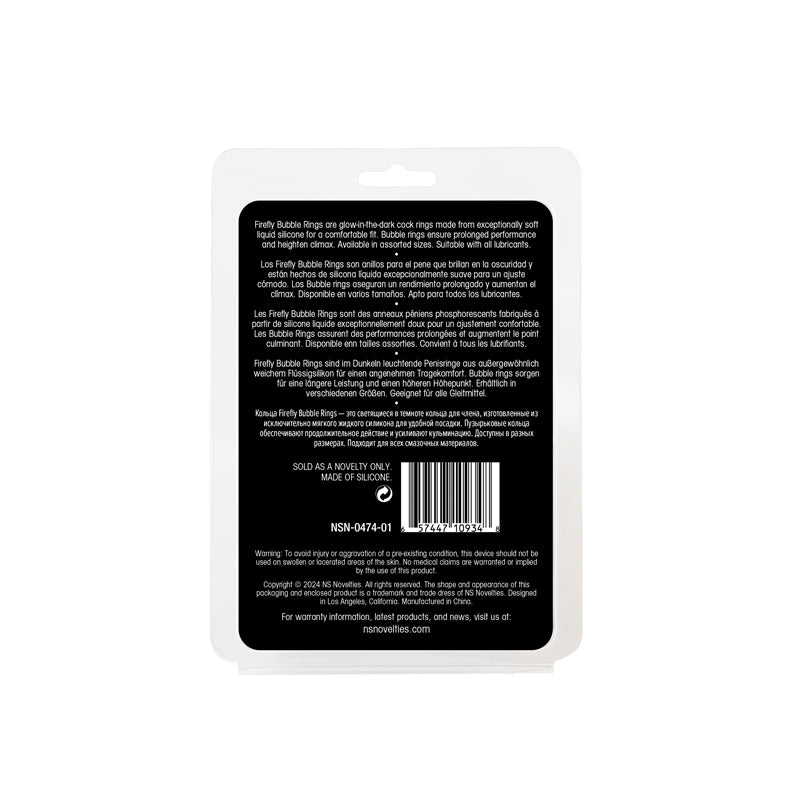 Firefly - 3pc Bubble Rings - White - Glow in Dark Cock Rings - Set of 3 Sizes - Hush Store Sydney 