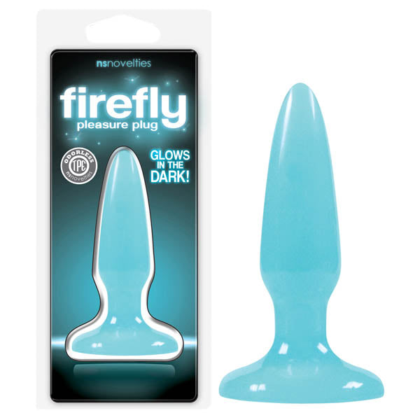 Firefly Pleasure Plug - Glow-in-the-Dark Blue 8.1 cm (3.2'') Mini Butt Plug - Hush Store Sydney 