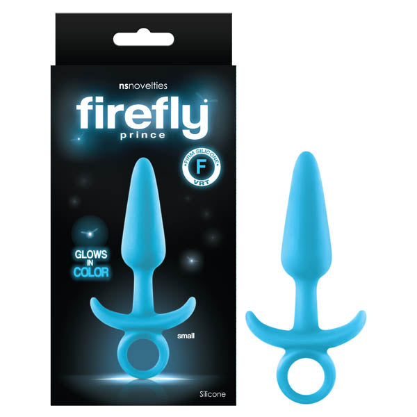 Firefly Prince - Glow-in-Dark Blue 10.9 cm Small Butt Plug with Ring Bull - Hush Store Sydney 