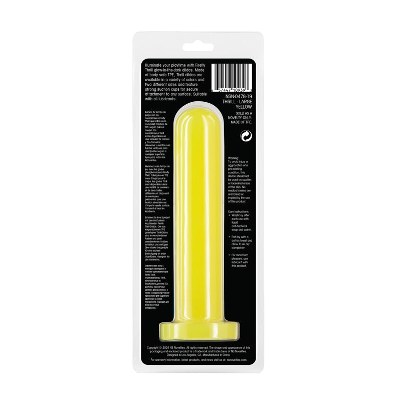 Firefly - Thrill - Yellow - Large - Glow in Dark Yellow 19.3 cm Large Dildo - Hush Store Sydney 