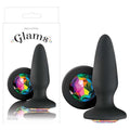 Glams - Black 10.4 cm (4'') Butt Plug with Rainbow Sparkling Gem - Hush Store Sydney 
