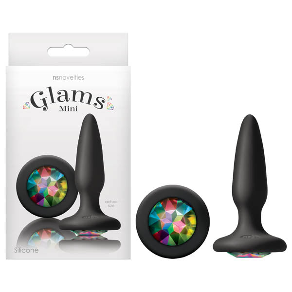 Glams Mini - Black 8.4 cm (3.3'') Butt Plug with Sparkling Gem - Hush Store Sydney 