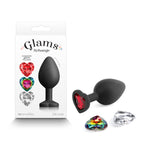Glams Xchange Heart - Medium - Black Medium Butt Plug with Interchangeable Heart Gems - Hush Store Sydney 