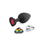 Glams Xchange Heart - Medium - Black Medium Butt Plug with Interchangeable Heart Gems - Hush Store Sydney 