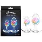Glams Cosmic 2pc Kit - Rainbow - Clear/Rainbow Butt Plugs - Set of 2 Sizes