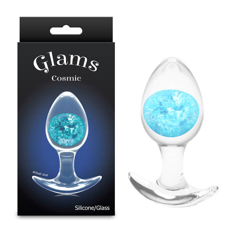 Glams Cosmic - Medium - Blue - Clear/Blue 9.5 cm Small Butt Plug
