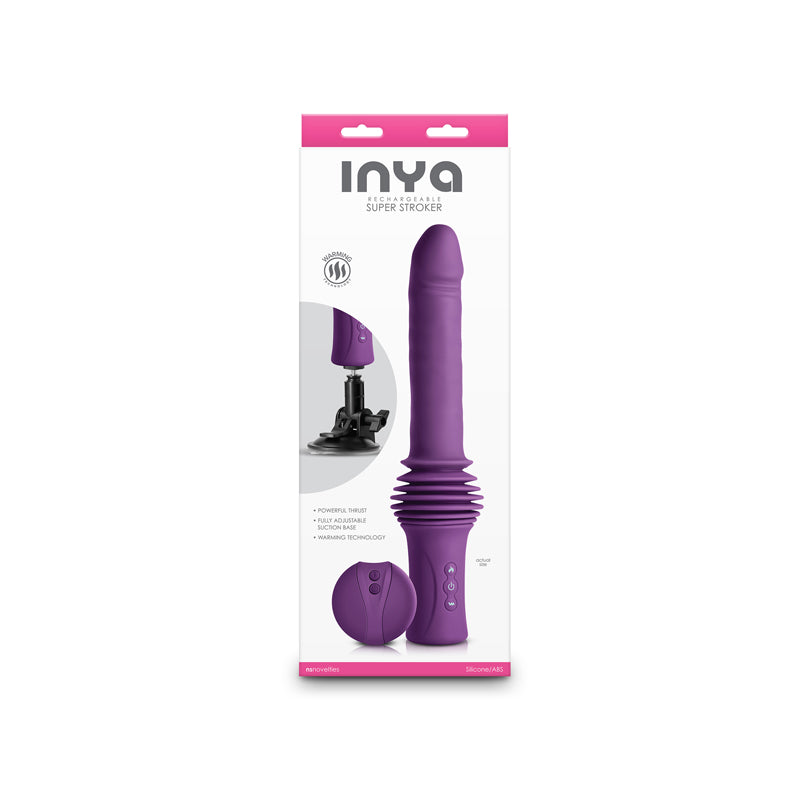 INYA Super Stroker - Purple - Purple 36.8 cm USB Rechargeable Thrusting Vibrator with Remote Control & Stand