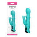 INYA Cyberluxe - Aqua - Aqua 18 cm USB Rechargeable Rabbit Vibrator with Sliding Ring Shaft - Hush Store Sydney 