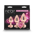 Rear Assets Trainer Kit - Rose Gold - Pink Heart - Rose Gold Metallic Butt Plugs with Pink Hearts - Set of 3 Sizes - Hush Store Sydney 